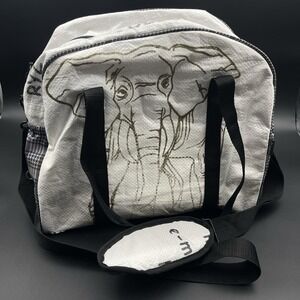 Torrain Recycled Upcycled Duffle Bag Elephant Print Sustainable Eco Cambodia